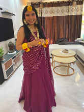 Grape wine sequence embroidered lehnga saree